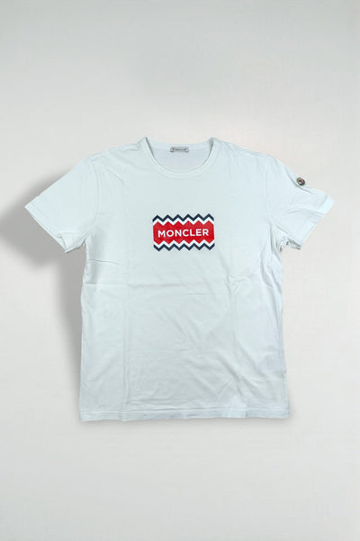 T-shirt vintage con logo grafico Moncler bianca | Abbigliamento casual di design anni 2010