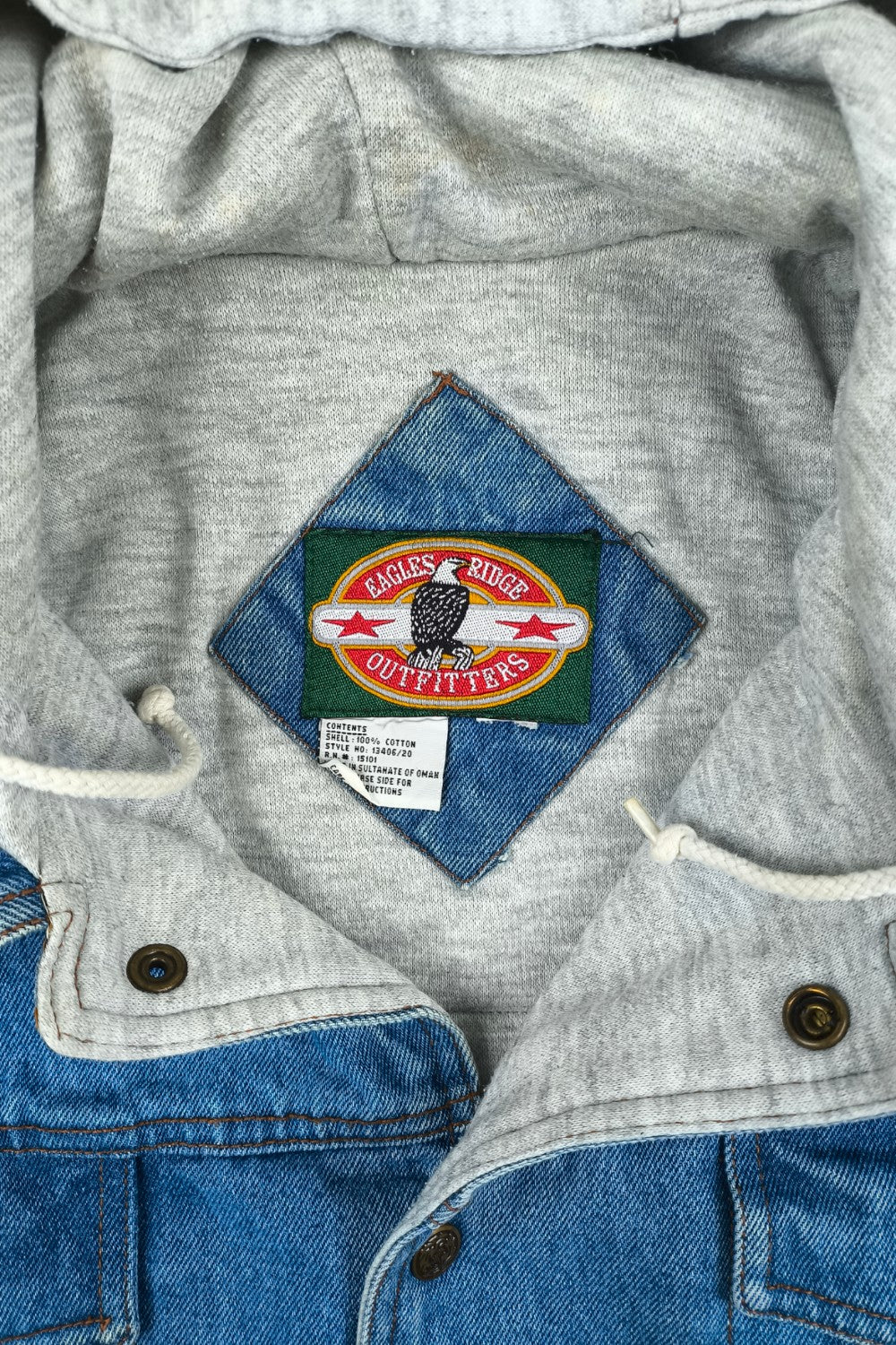 Giacca in denim vintage Harley-Davidson Eagle Flag blu | Giubbotto da lavoro con cappuccio anni '90