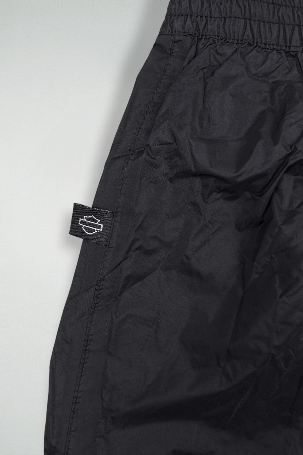 Pantaloni in nylon isolanti vintage Harley-Davidson neri | Abbigliamento da motociclista Y2K