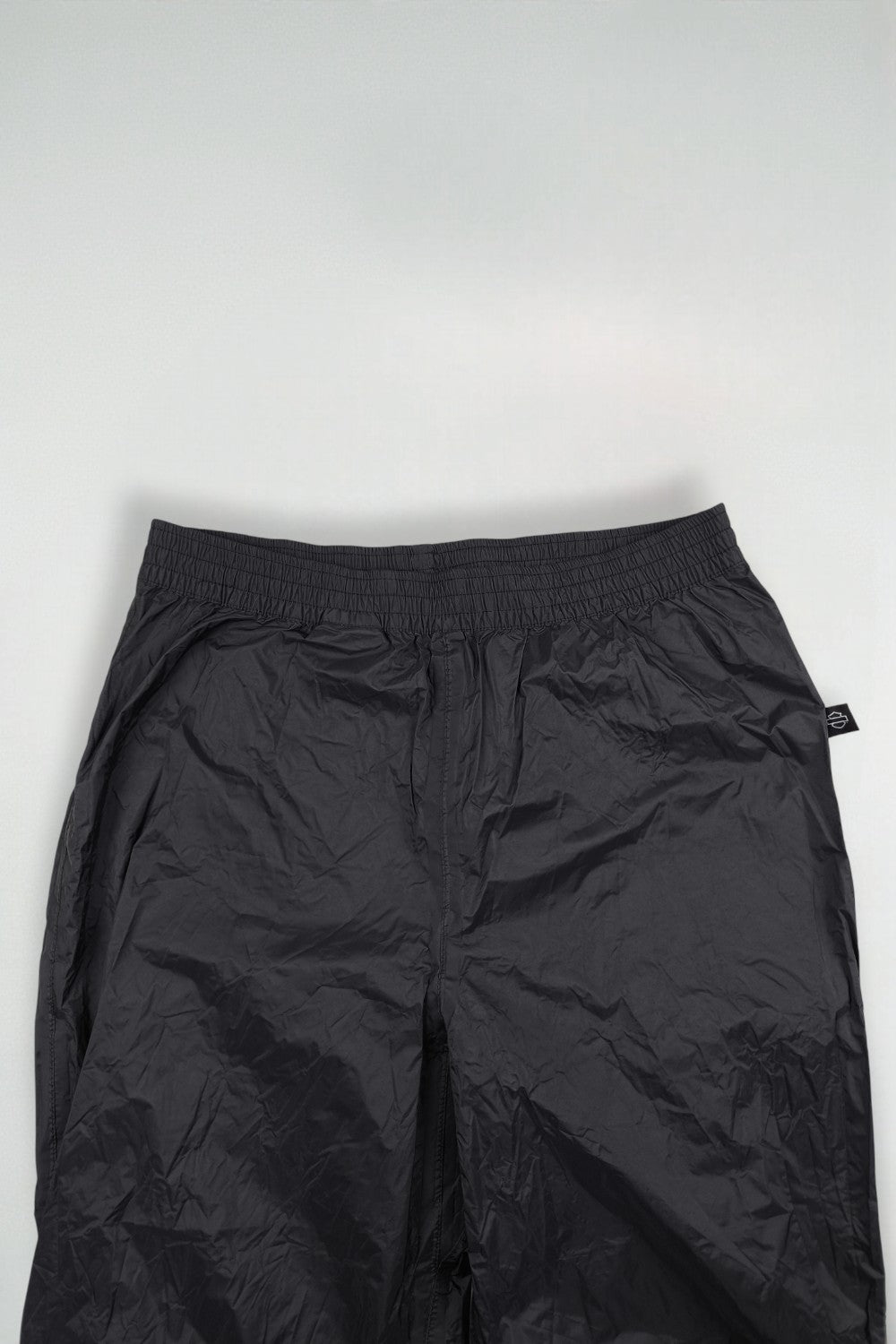 Pantaloni in nylon isolanti vintage Harley-Davidson neri | Abbigliamento da motociclista Y2K