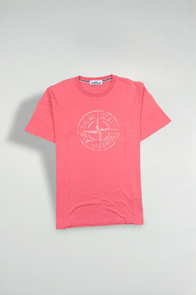 Maglietta vintage Stone Island con logo della bussola rosa | Abbigliamento casual da strada anni 2000