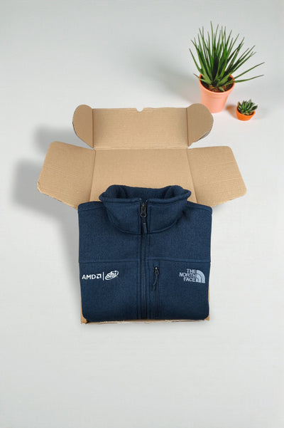 Vintage The North Face Corporate Embroidered Fleece Jacket Navy Blue | 2000s Outdoorwear