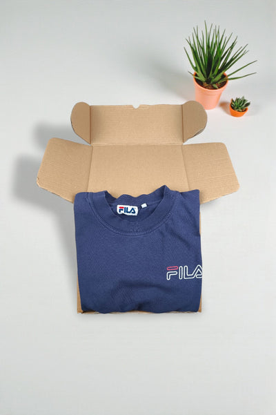 Maglietta a maniche lunghe con logo FILA vintage blu | Abbigliamento sportivo anni '90