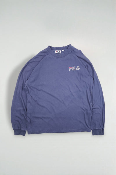 Maglietta a maniche lunghe con logo FILA vintage blu | Abbigliamento sportivo anni '90