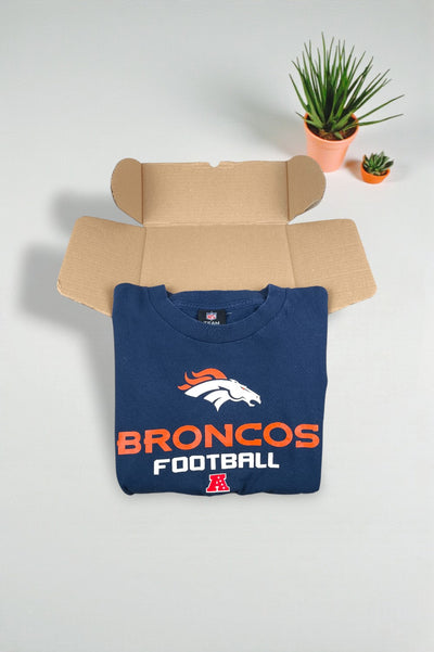 Felpa vintage da football dei Denver Broncos della NFL, blu navy | Abbigliamento della squadra Y2K