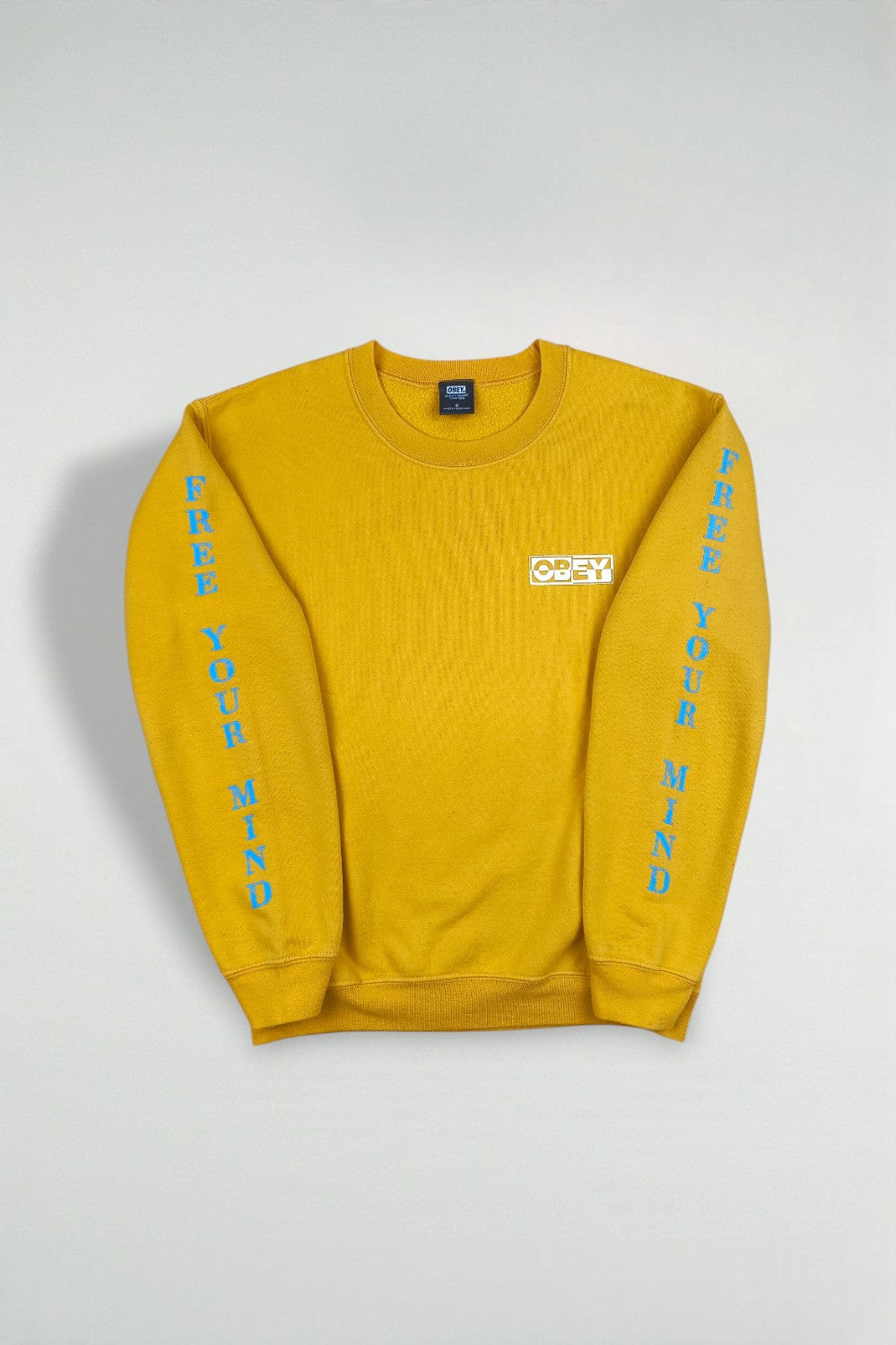 Obey Free Your Mind Graphic Sweatshirt Yellow | Modern Streetwear Crewneck