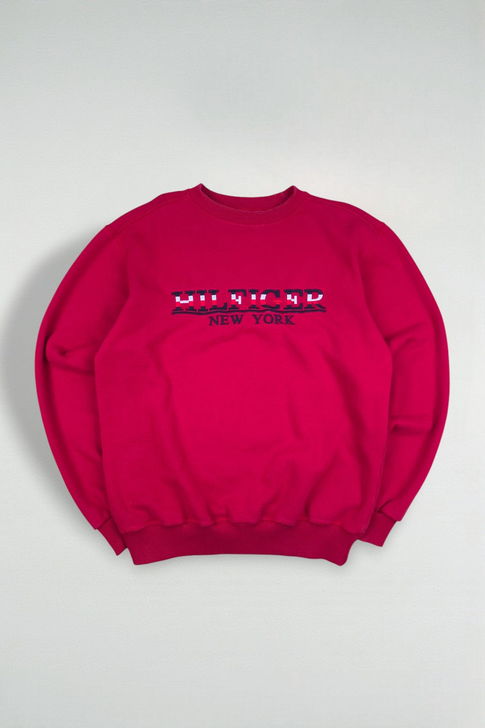 Vintage Tommy Jeans Hilfiger New York Logo Sweatshirt Red | 90s Streetwear Crewneck