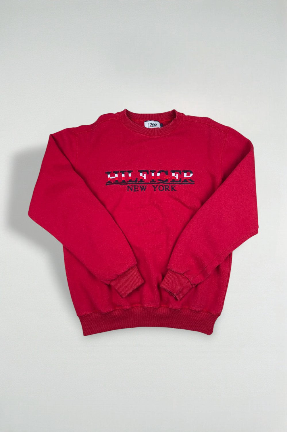 Vintage Tommy Jeans Hilfiger New York Logo Sweatshirt Red | 90s Streetwear Crewneck