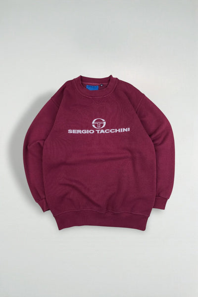 Vintage Sergio Tacchini Logo Sweatshirt Burgundy | 1990s Casual Sportswear