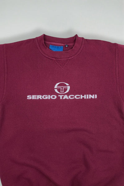 Vintage Sergio Tacchini Logo Sweatshirt Burgundy | 1990s Casual Sportswear