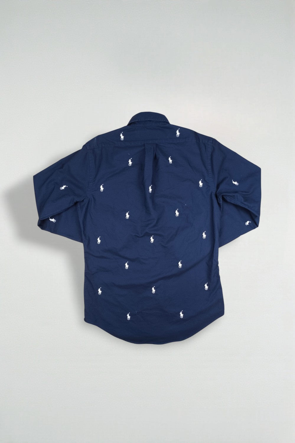 Second-hand Polo Ralph Lauren All-Over Pony Logo Oxford Shirt Navy Blue | Classic Fit Casual Shirt