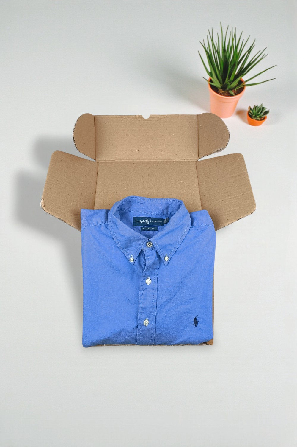 Vintage Ralph Lauren Classic Fit Button Down Oxford Shirt Blue | 1990s Casual Cotton Shirt