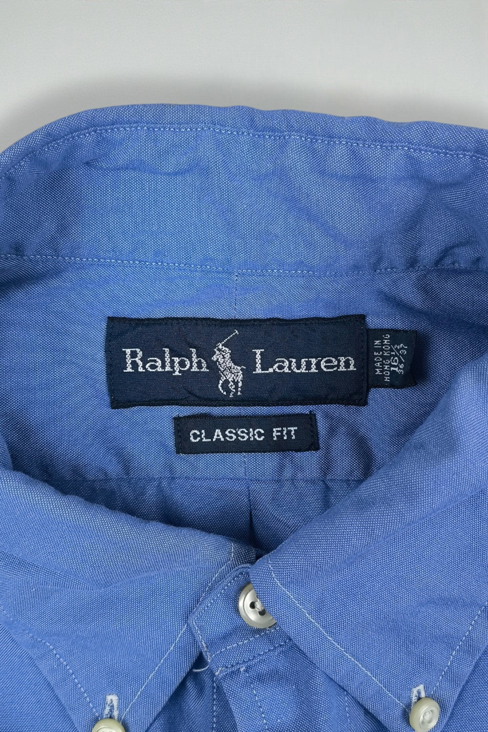 Vintage Ralph Lauren Classic Fit Button Down Oxford Shirt Blue | 1990s Casual Cotton Shirt