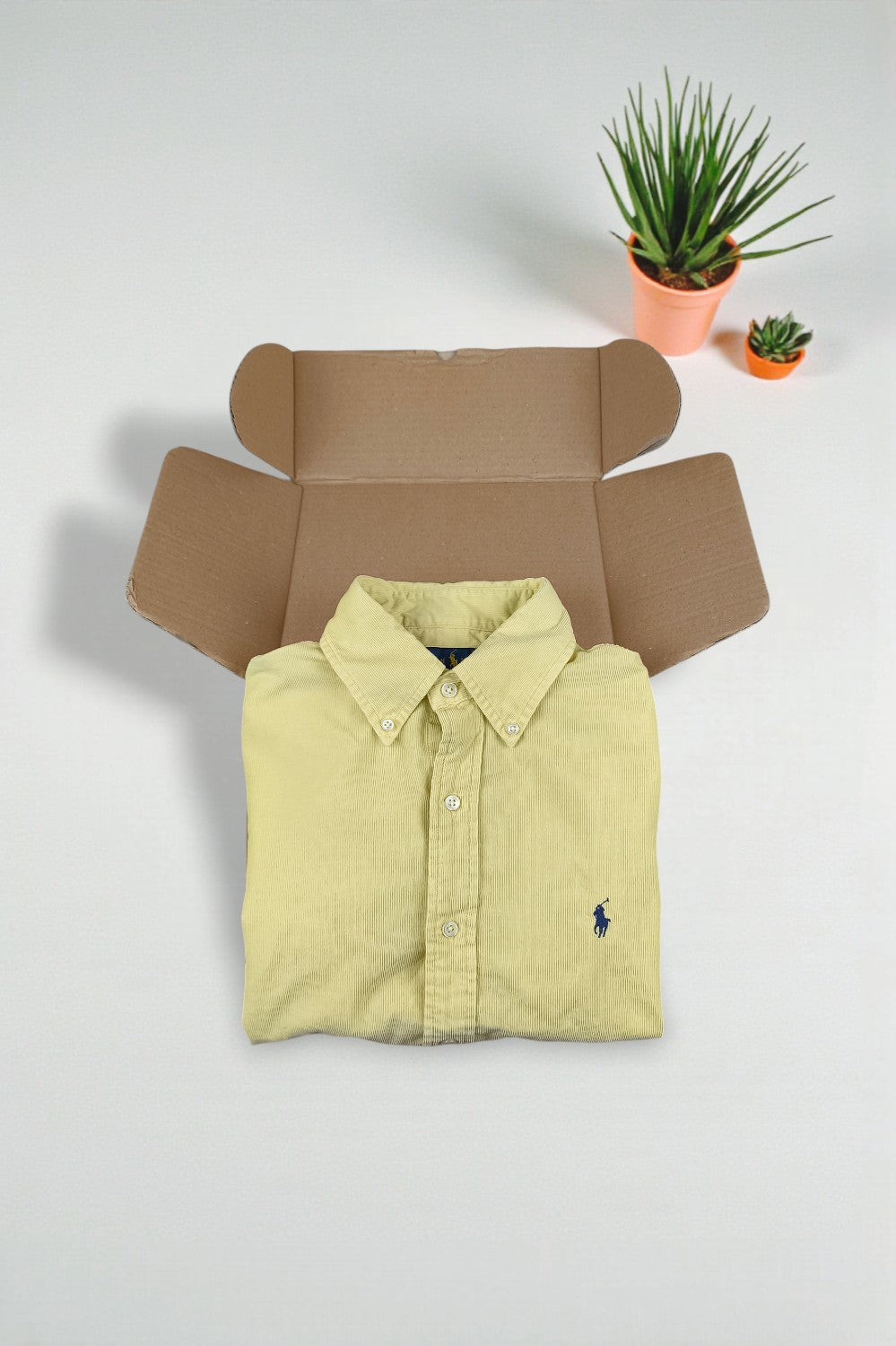 Ralph Lauren Classic Fit Button-Down Shirt Yellow Corduroy Cotton | Casual Preppy Shirt
