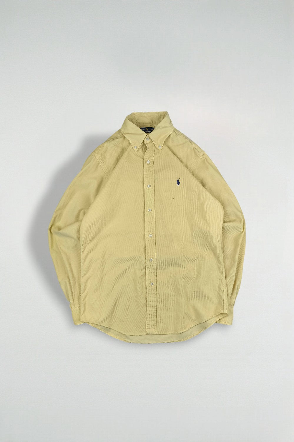 Ralph Lauren Classic Fit Button-Down Shirt Yellow Corduroy Cotton | Casual Preppy Shirt