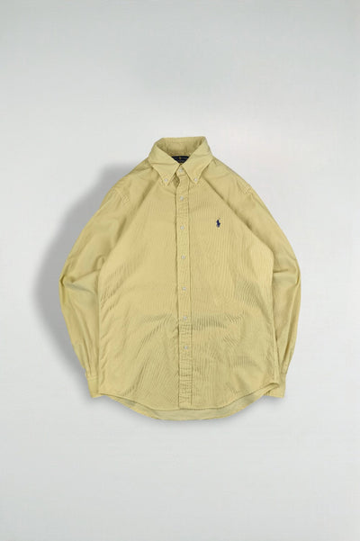 Ralph Lauren Classic Fit Button-Down Shirt Yellow Corduroy Cotton | Casual Preppy Shirt