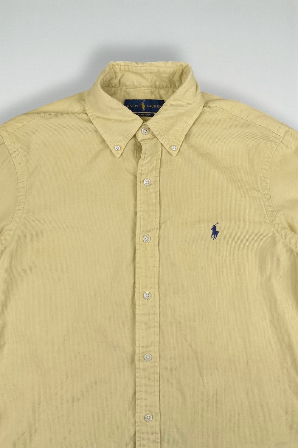 Ralph Lauren Classic Fit Button-Down Shirt Yellow Corduroy Cotton | Casual Preppy Shirt