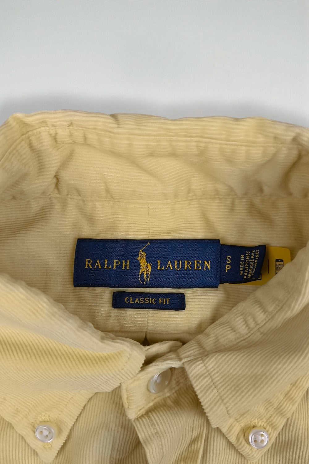 Ralph Lauren Classic Fit Button-Down Shirt Yellow Corduroy Cotton | Casual Preppy Shirt