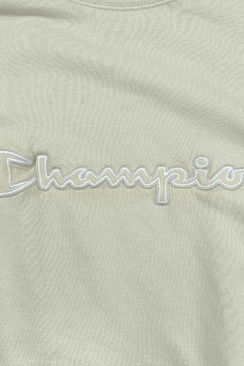 Vintage Champion Script Logo Sweatshirt Cream White | 2000s Athletic Apparel