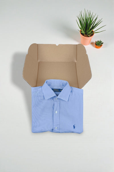Vintage Polo Ralph Lauren Striped Cotton Button-Up Shirt Blue | Classic Preppy Menswear