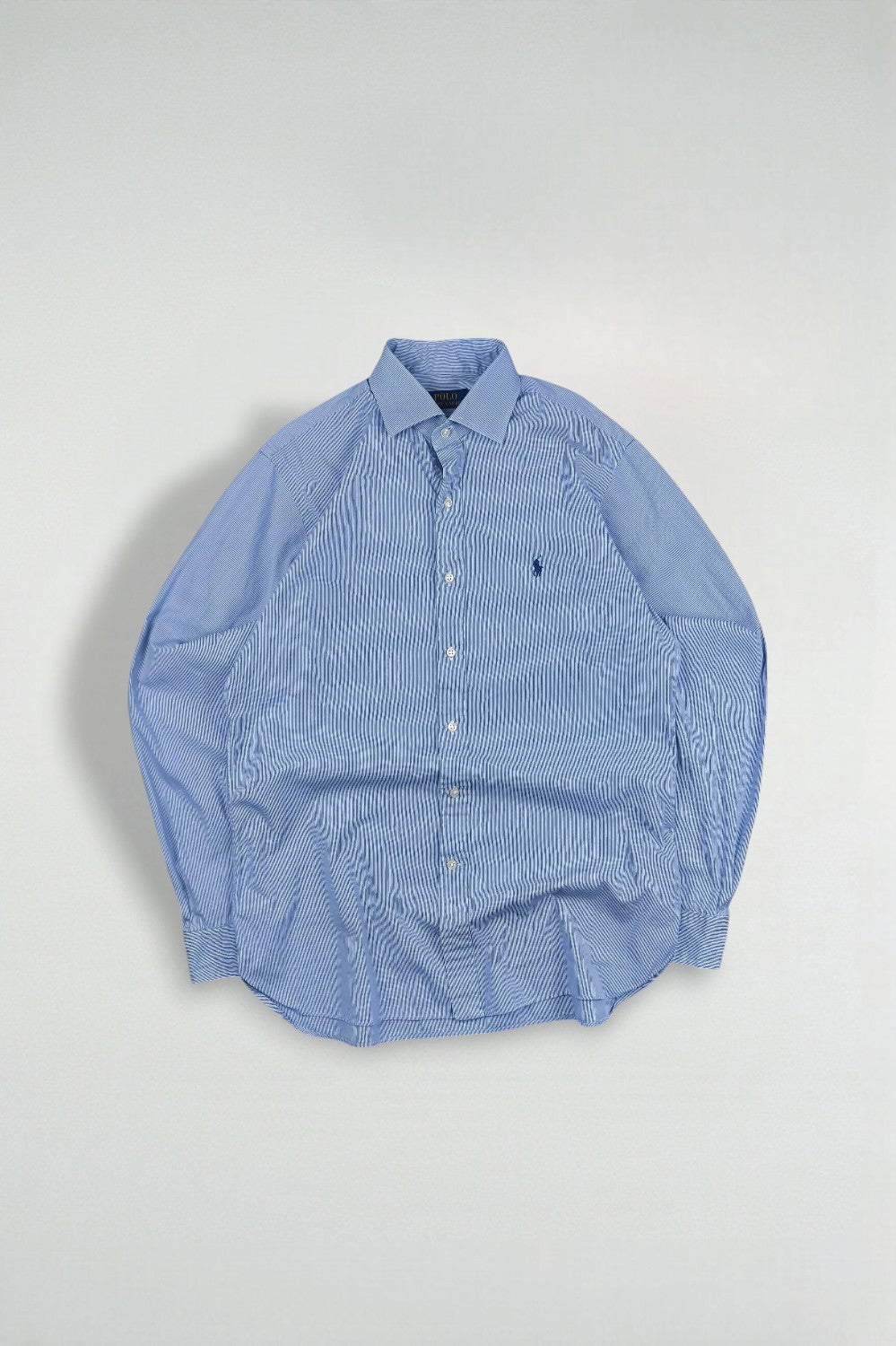 Vintage Polo Ralph Lauren Striped Cotton Button-Up Shirt Blue | Classic Preppy Menswear
