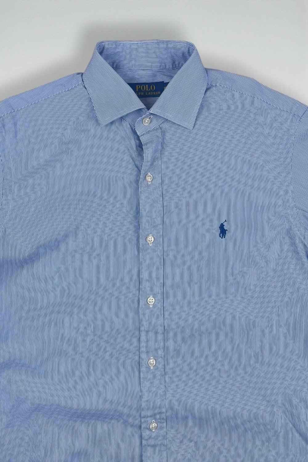 Vintage Polo Ralph Lauren Striped Cotton Button-Up Shirt Blue | Classic Preppy Menswear