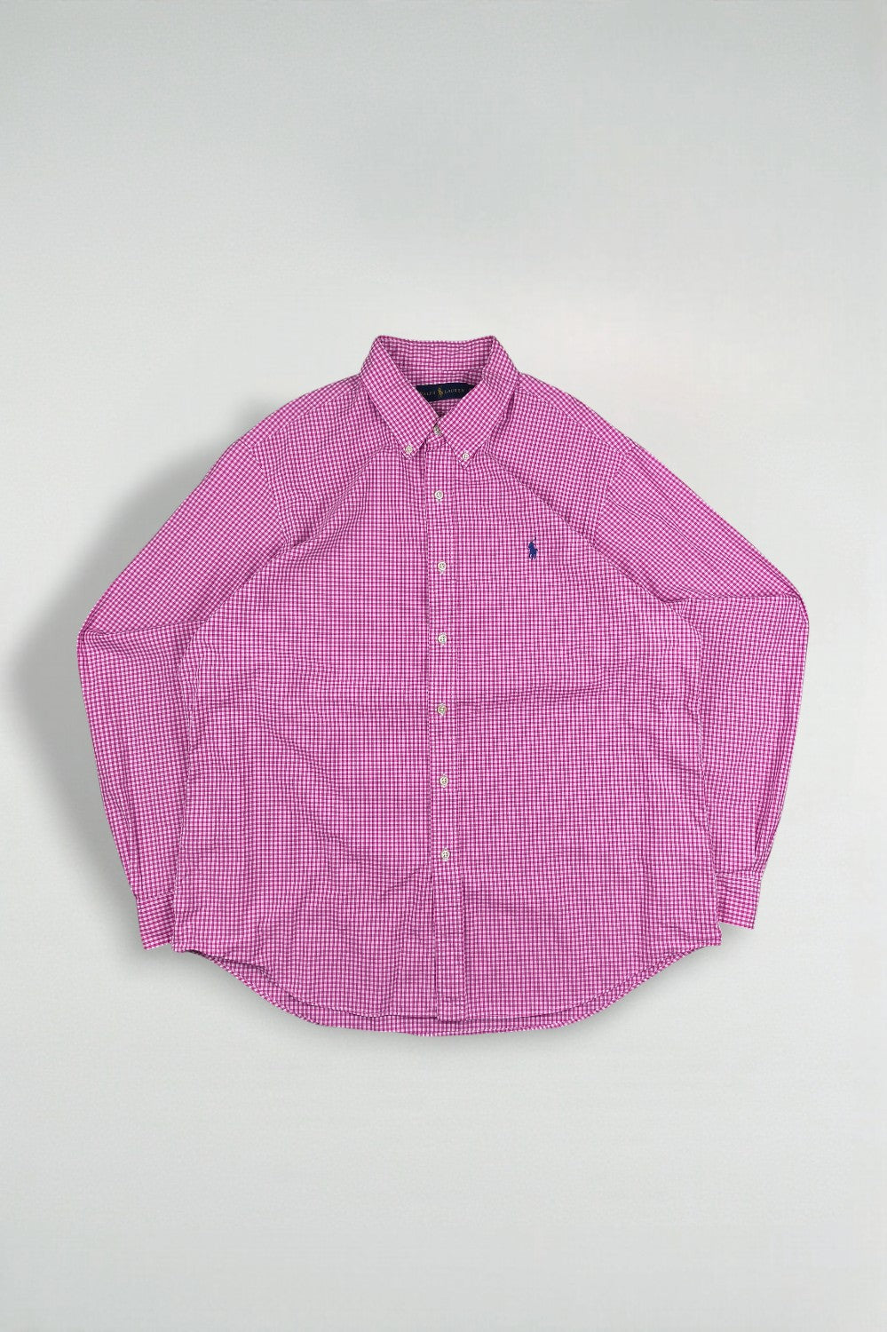Vintage Polo Ralph Lauren Gingham Button-Down Shirt Pink White | Classic Casual Cotton Shirt