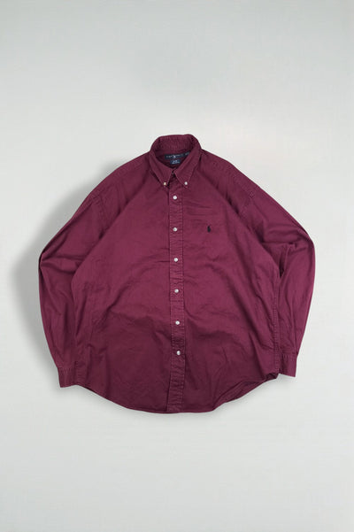 Vintage Ralph Lauren Blake Button Down Shirt Burgundy | 2000s Classic Casual