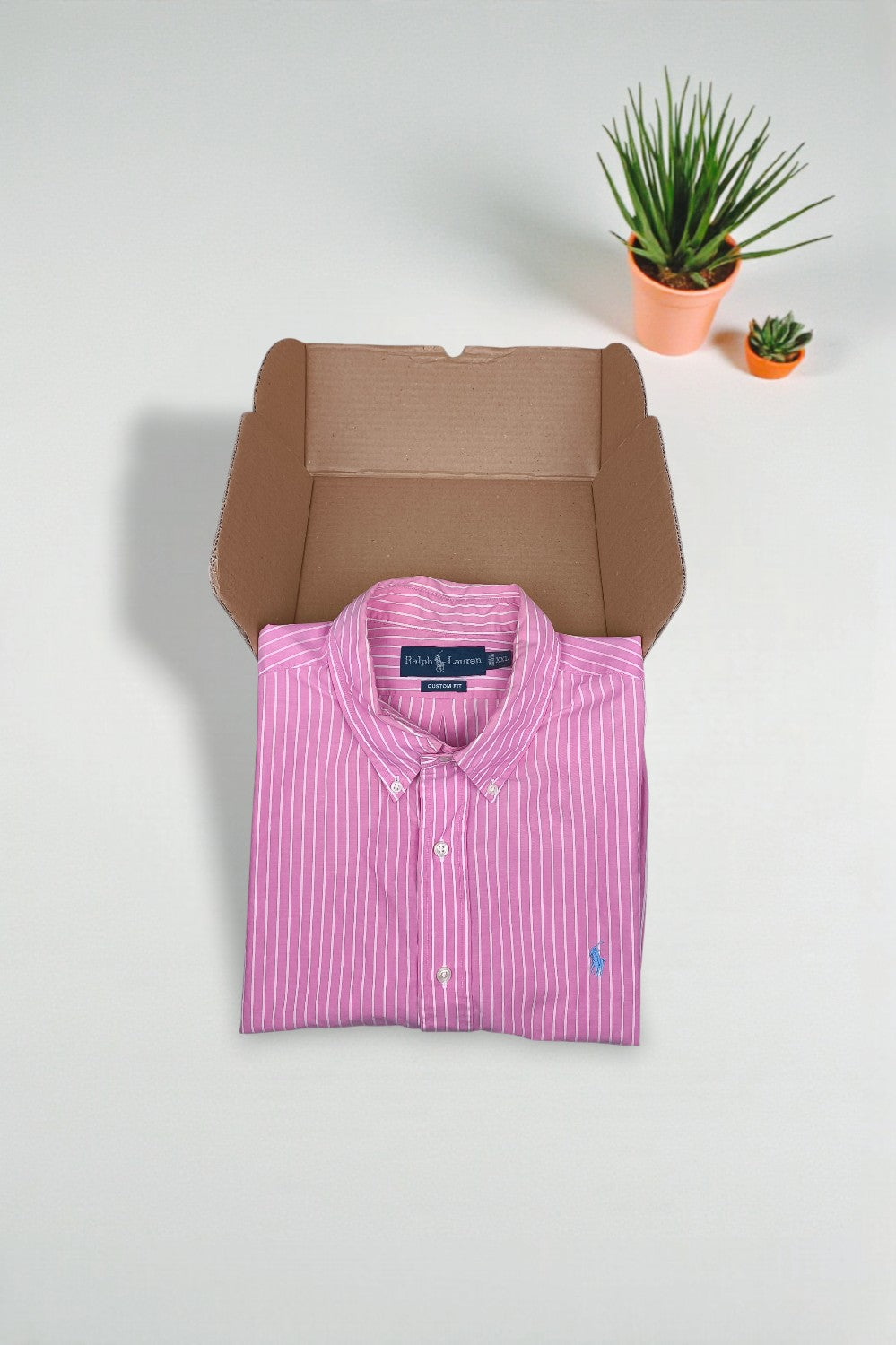 Ralph Lauren Custom Fit Striped Button Down Shirt Pink White | Classic Casual Oxford Style