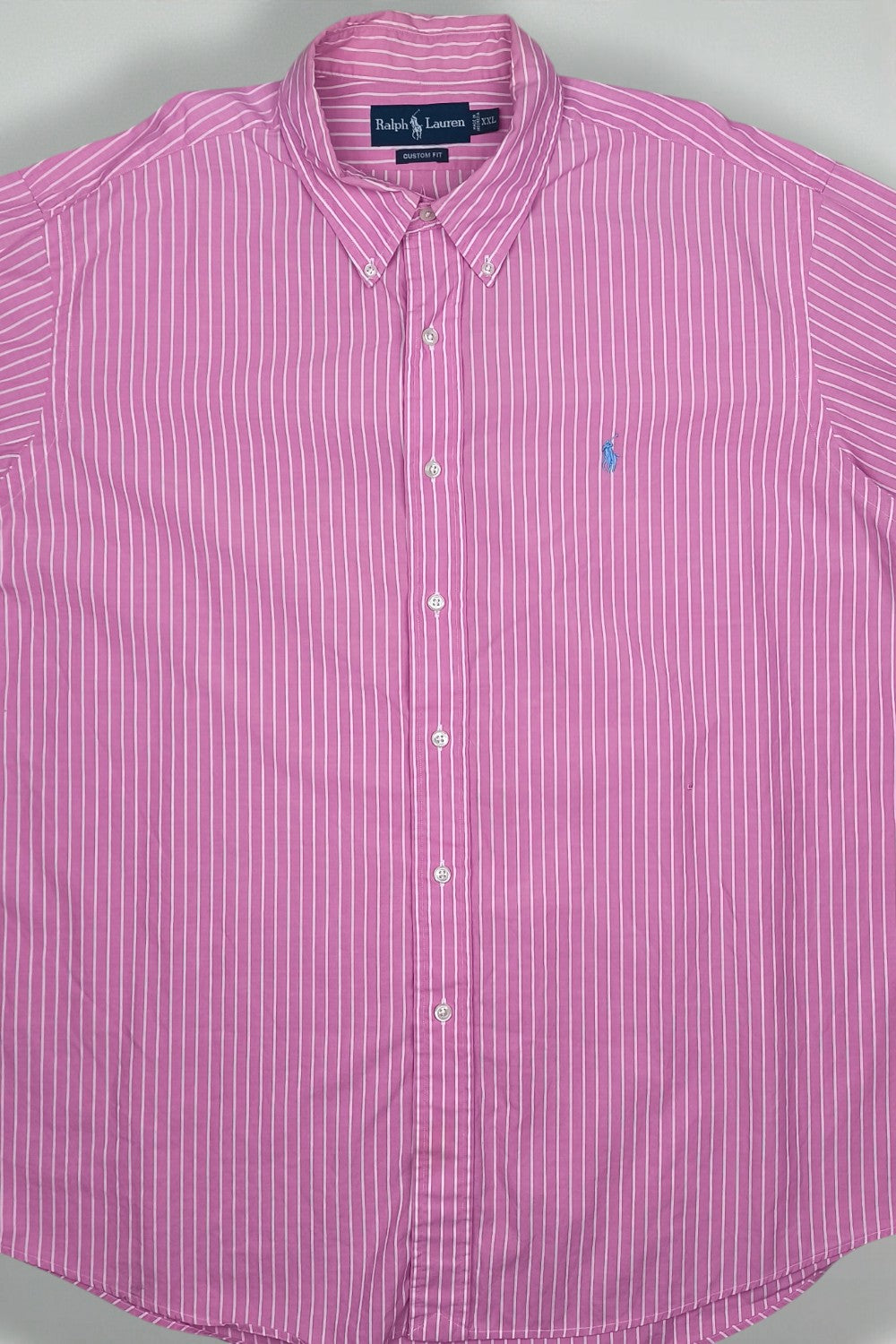 Ralph Lauren Custom Fit Striped Button Down Shirt Pink White | Classic Casual Oxford Style