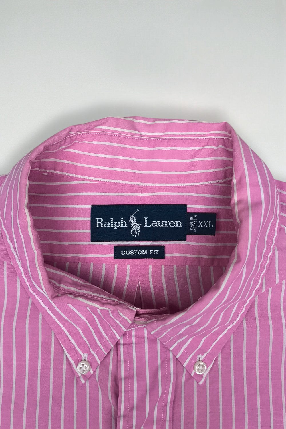 Ralph Lauren Custom Fit Striped Button Down Shirt Pink White | Classic Casual Oxford Style