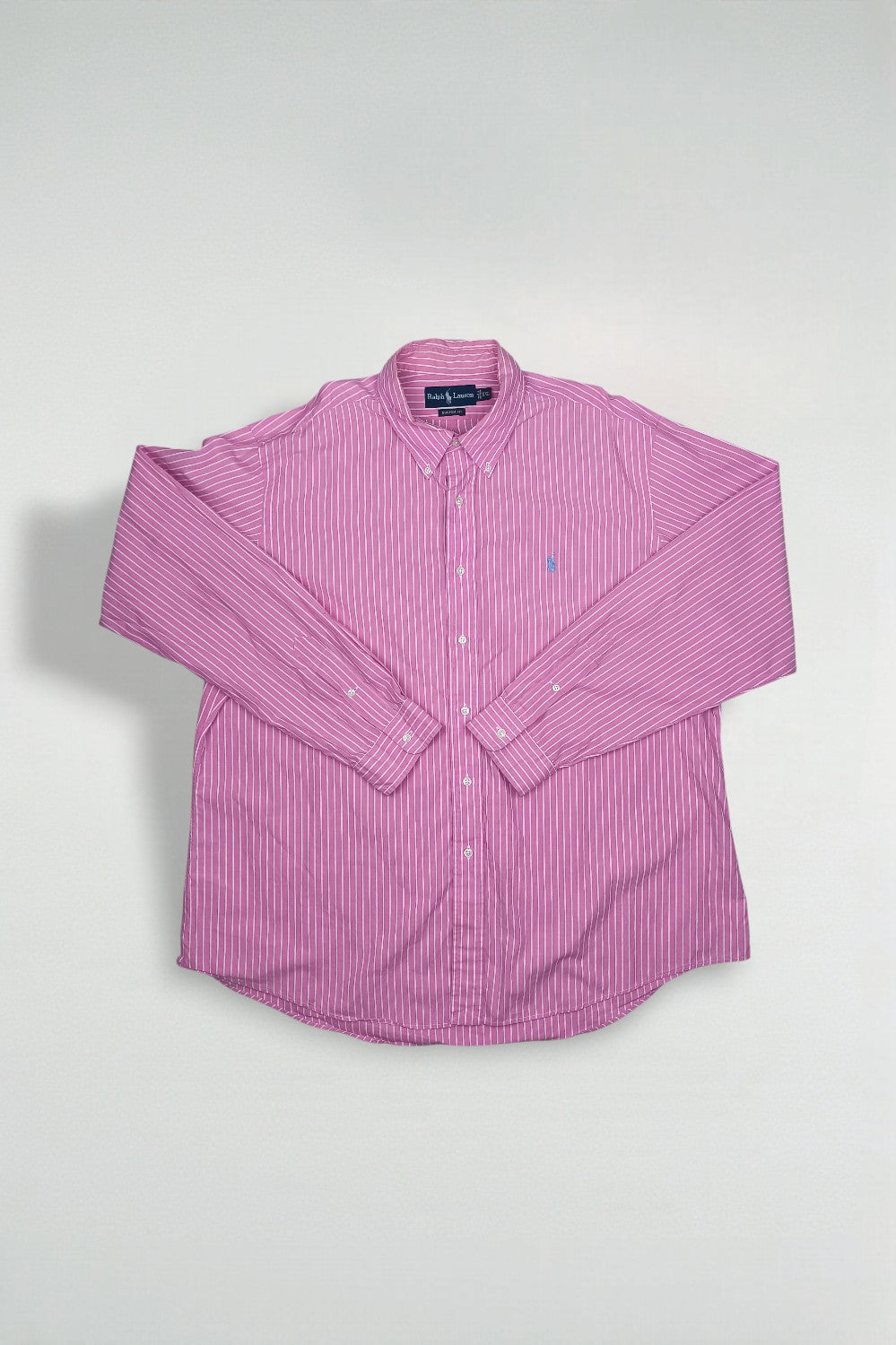 Ralph Lauren Custom Fit Striped Button Down Shirt Pink White | Classic Casual Oxford Style