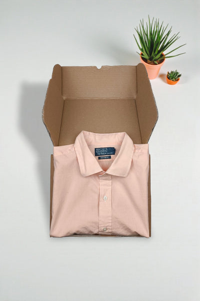 Vintage Polo Ralph Lauren Custom Fit Shirt Peach | Classic Casual Button-Up