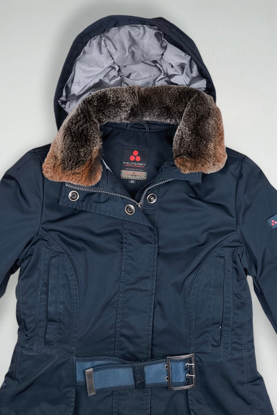 Peuterey Goose Down Belted Parka Jacket Navy Blue | Luxury Winter Outerwear