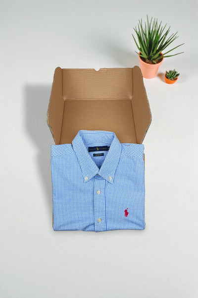 Polo Ralph Lauren Custom Fit Button Down Shirt Blue Check | Classic Casual Menswear