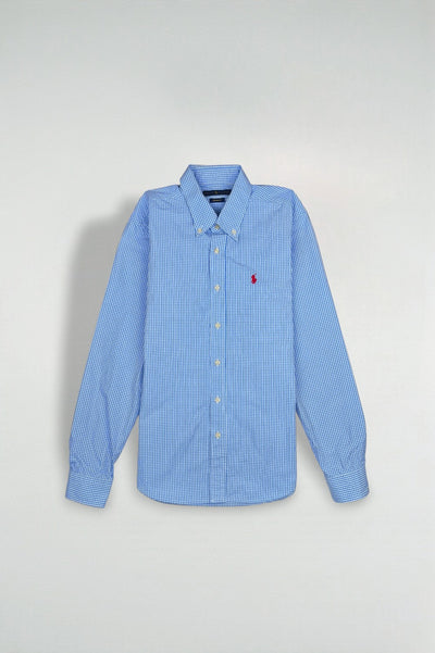 Polo Ralph Lauren Custom Fit Button Down Shirt Blue Check | Classic Casual Menswear
