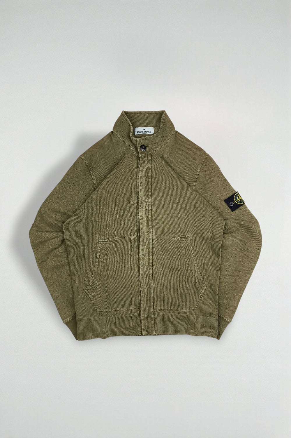 Vintage Stone Island Cotton Zip Sweatshirt Jacket Olive Green | Casual Utility Knitwear