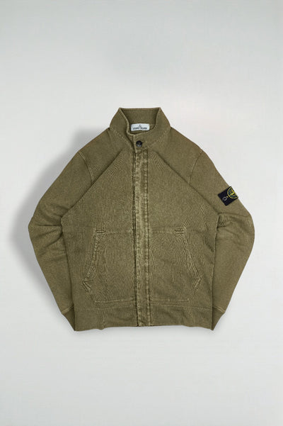 Vintage Stone Island Cotton Zip Sweatshirt Jacket Olive Green | Casual Utility Knitwear