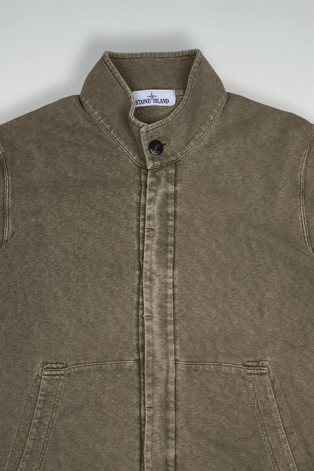 Vintage Stone Island Cotton Zip Sweatshirt Jacket Olive Green | Casual Utility Knitwear