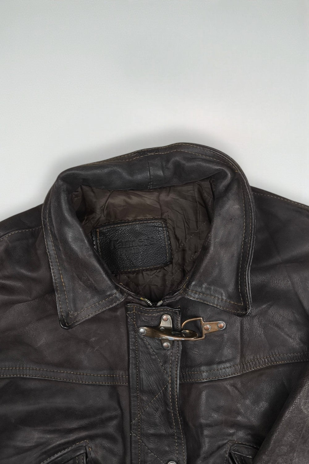 Giacca in pelle vintage Tanner's Paris marrone | Giacca con cappuccio anni '90