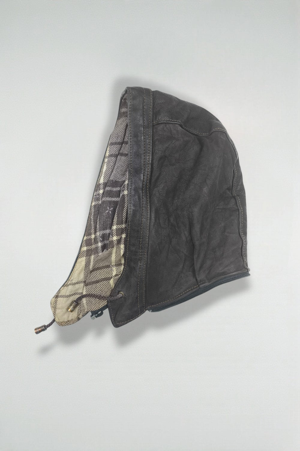 Giacca in pelle vintage Tanner's Paris marrone | Giacca con cappuccio anni '90