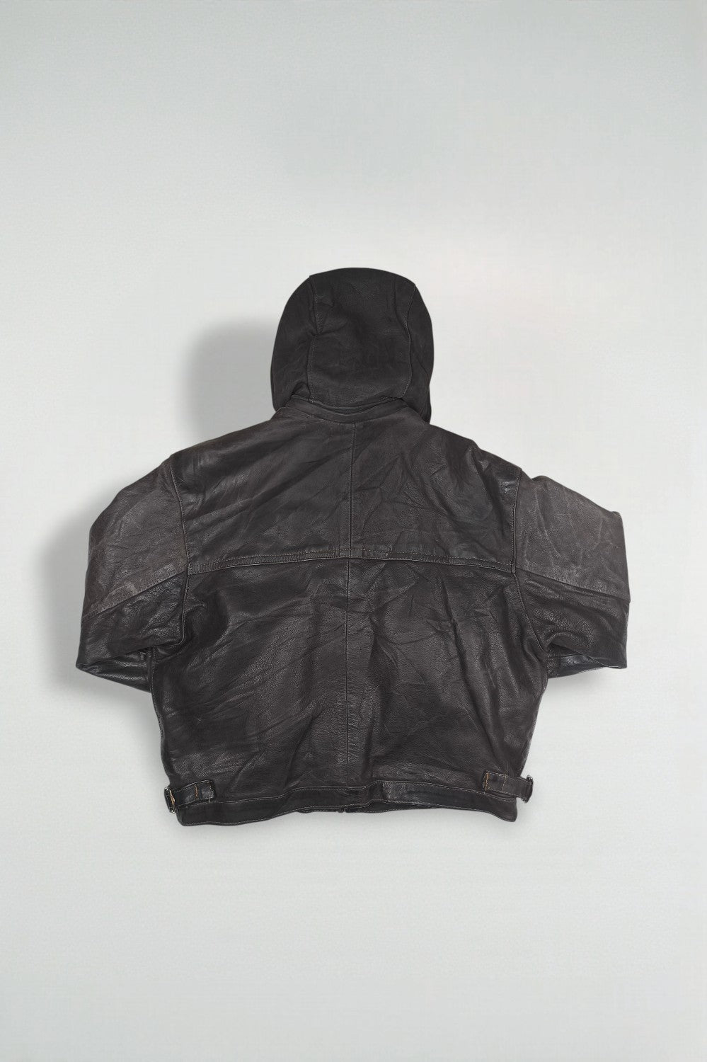 Giacca in pelle vintage Tanner's Paris marrone | Giacca con cappuccio anni '90