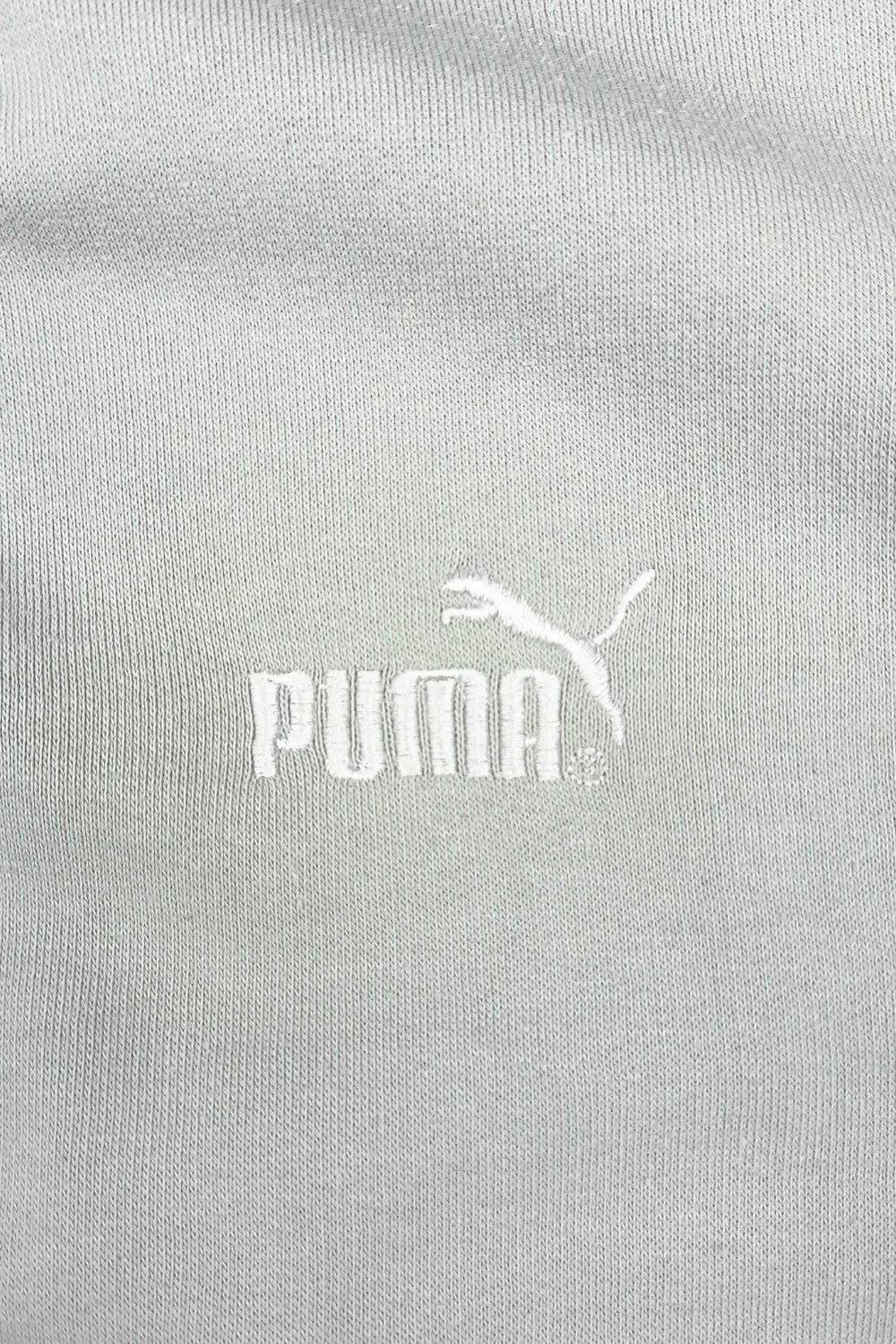 Vintage Puma Minimal Logo Hoodie Light Grey | Y2K Sportswear Sweatshirt