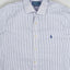 Vintage Polo Ralph Lauren Striped Button Up Shirt White Purple | Classic Casual Oxford Style