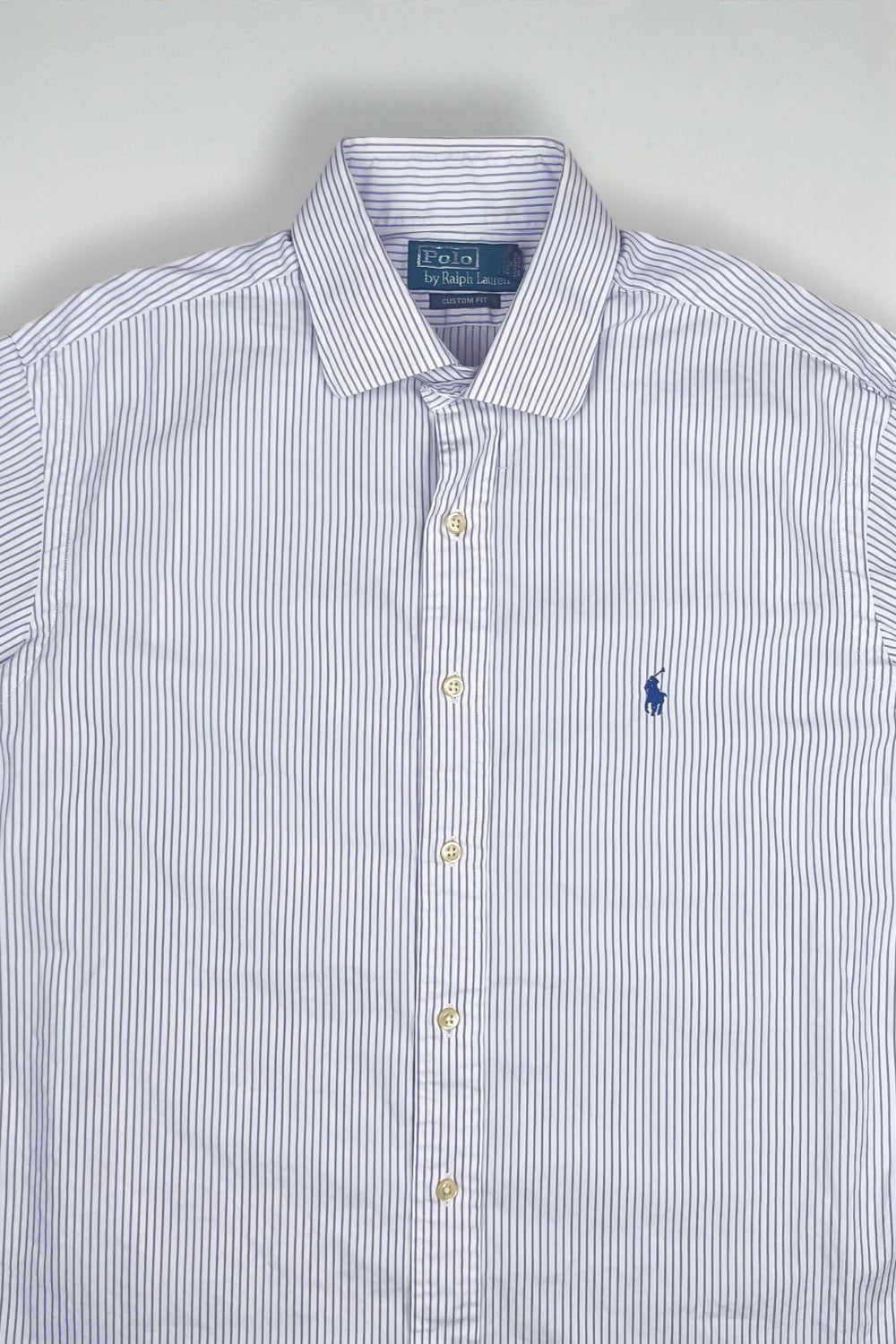 Vintage Polo Ralph Lauren Striped Button Up Shirt White Purple | Classic Casual Oxford Style