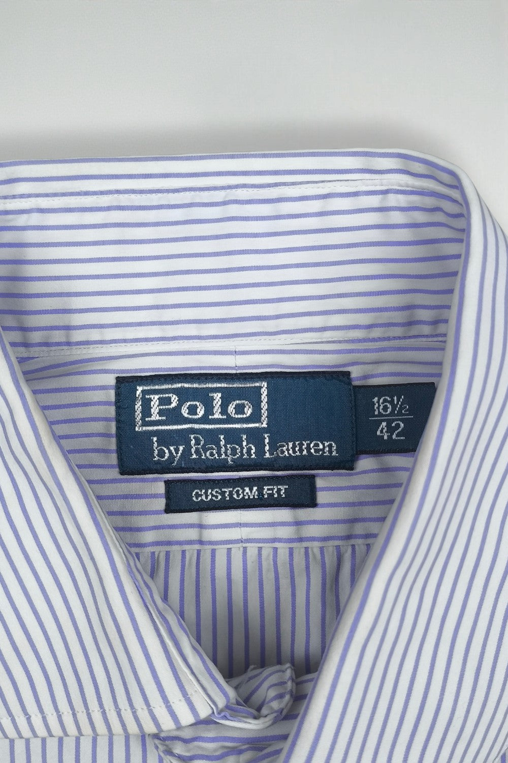 Vintage Polo Ralph Lauren Striped Button Up Shirt White Purple | Classic Casual Oxford Style