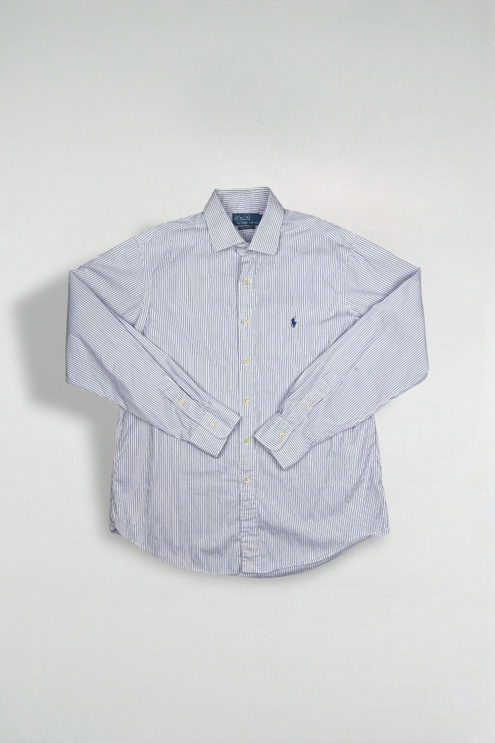 Vintage Polo Ralph Lauren Striped Button Up Shirt White Purple | Classic Casual Oxford Style