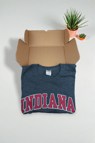 Vintage Indiana University Long Sleeve T-Shirt Grey 2XL USA College