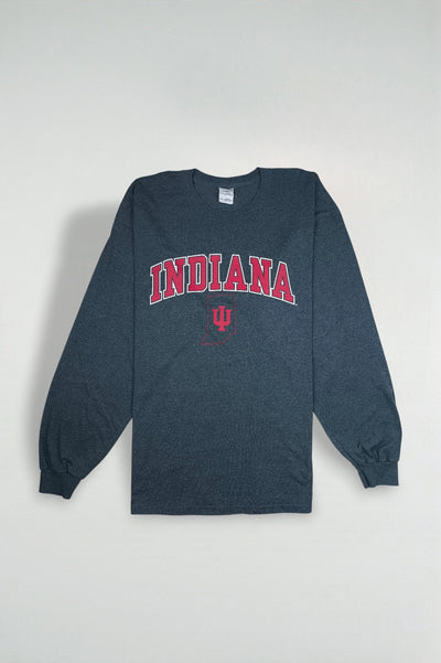 Vintage Indiana University Long Sleeve T-Shirt Grey 2XL USA College