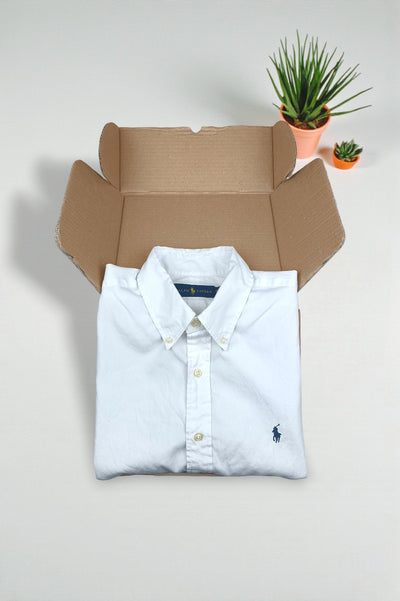 Ralph Lauren Button Down Shirt White Cotton Classic Fit | Casual